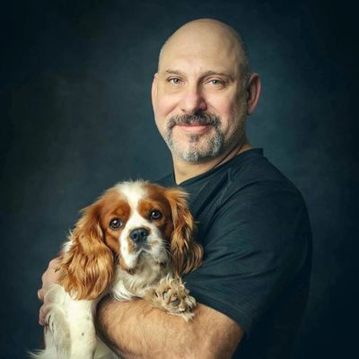 Dr. Marco Bregliano with dog
